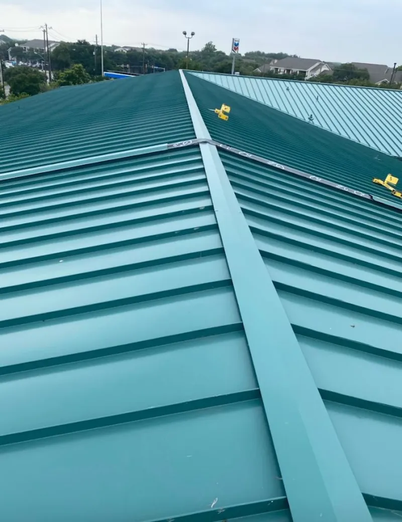Green commercial metal roof ridge and valley for Metal Roof Repair in Wynne